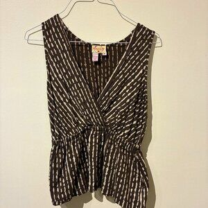 Plenty by Tracy Reese Brown & Cream Sleeveless Blouse - Women's S